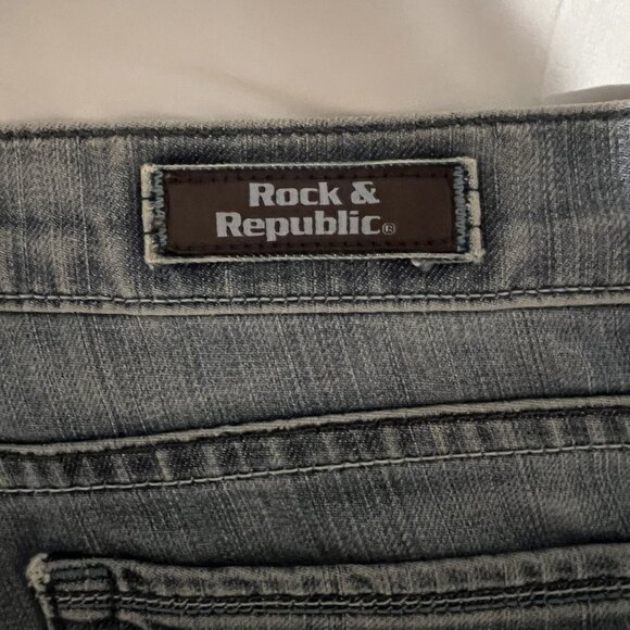 Rock & Republic Womens Distressed Straight-Leg Jeans Size 27 Blue Denim - Picture 6 of 10